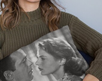 Humphrey Bogart & Ingrid Bergman Pillow | Classic Movie Gift | Old Hollywood Decor | Silver Screen Stars Pillow