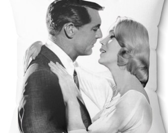 Cary Grant & Eva Marie Saint Pillow – Classic Hollywood Decor, Silver Screen Star Gift, Vintage Movie Collectible
