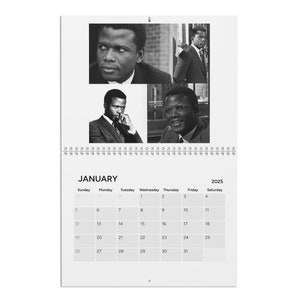 2025 Sidney Poitier Wall Calendar | Iconic Hollywood Actor Photos | Vintage Sidney Poitier Portraits | Classic American Cinema Gift