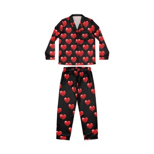 Damen Satin Pyjama Set zum Valentinstag - Luxuriöse Seidige Nachtwäsche, Elegante Nachtwäsche, Geschenk für Sie