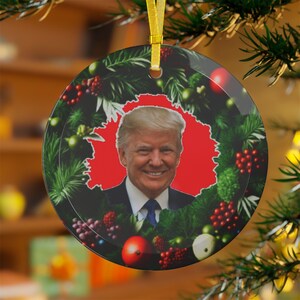 Donald Trump Christmas Ornament | Festive Collectible Glass Decoration for Tree | Unique Holiday Gift