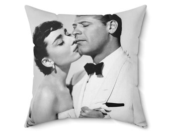 Audrey Hepburn & William Holden Pillow | Classic Movie Stars Gift | Old Hollywood Silver Screen Home Decor