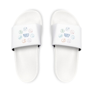 Women&#39;s Slide Sandals with Rotary Logo | Custom Beach Sandals | Comfortable Summer Flip Flops