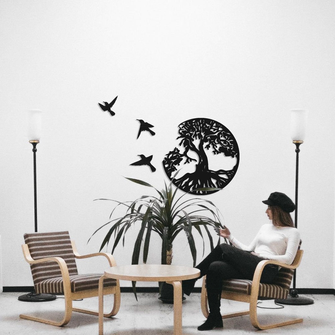 Mountain and Forest Scenery Metal Wall Art - Minimalist Home Decor for ...