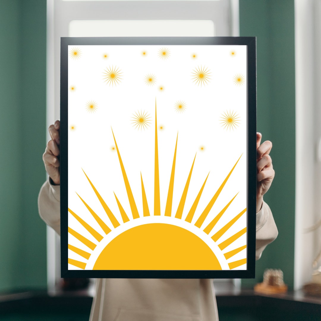 Rising Sun Boho Wall Art,boho Sun Print,decor,printable Art,rising Sun Wall Art Boho,sun Print