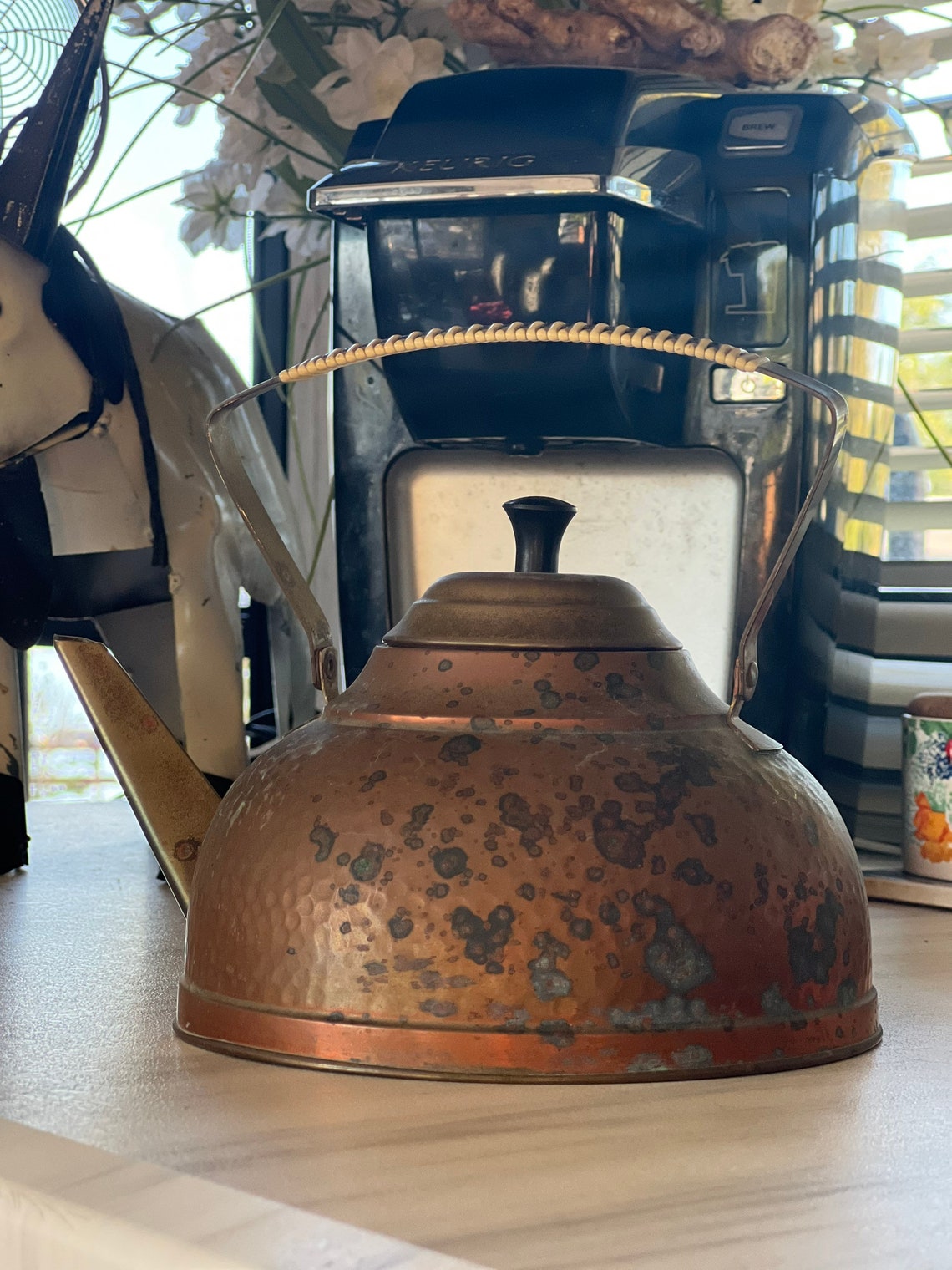 Vintage Holland Hammered Copper Tea Kettle W/wrapped Handle Etsy