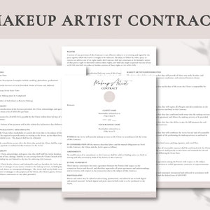 Professional Makeup Contract | Makeup Artist Contract | Freelance Makeup Artist Contract | Editable Makeup Artist Contract | Freelancer