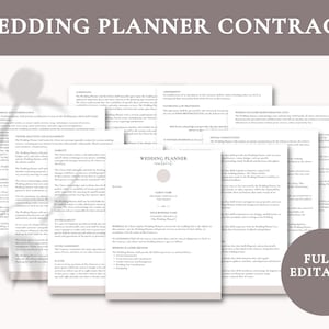 Wedding Planner Contract Template | Contract for Wedding Planner | Editable Wedding Planner Contract | Wedding Planning Contract | Template