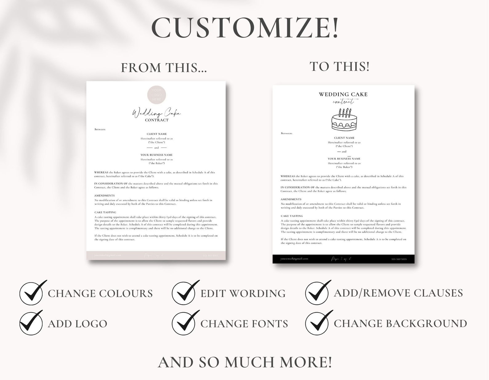 Editable Wedding Cake Contract Template Wedding Cake - Etsy