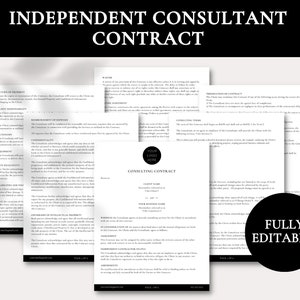 Independent Consultant Contract Template | Consulting Services Contract | Consultant Contract | Editable Contract for Consulting Business