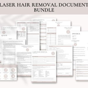 Paquete de documentos de depilación láser / Plantillas de formularios de depilación láser / Formularios de clientes de depilación / Plantillas de depilación láser / Canva