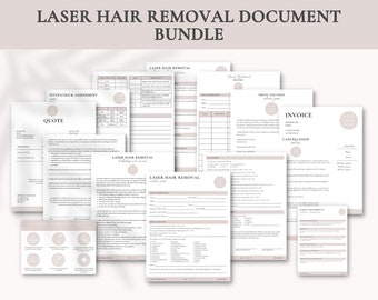 Laser Hair Removal Document Bundle | Laser Hair Removal Form Templates | Hair Removal Client Forms | Laser Hair Removal Templates | Canva