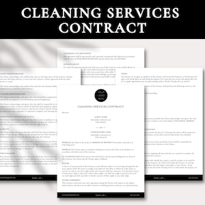 Cleaning Services Contract | Contract for Cleaning Business | Cleaning Services Agreement | Cleaning Contract Template | Canva Template
