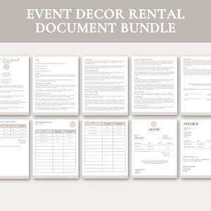 Event Decor Rental Document Bundle | Event Decor Rental Contract | Editable Contract | Event Decor Rental Forms | Invoice | Price Quote