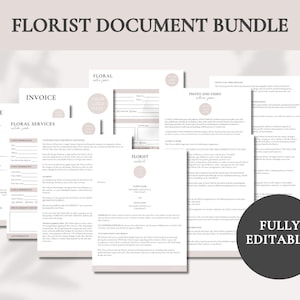 Florist Business Document Bundle Editable Templates Floral Business Flower Order Form Templates for Wedding Florist Contract Flower Business