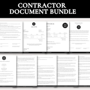 Editable Contractor Contract | Construction Contract | Contractor Documents | Contractor Forms | Editable Invoice | Construction Quote