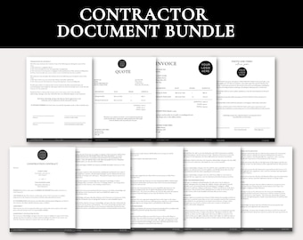 Editable Contractor Contract | Construction Contract | Contractor Documents | Contractor Forms | Editable Invoice | Construction Quote