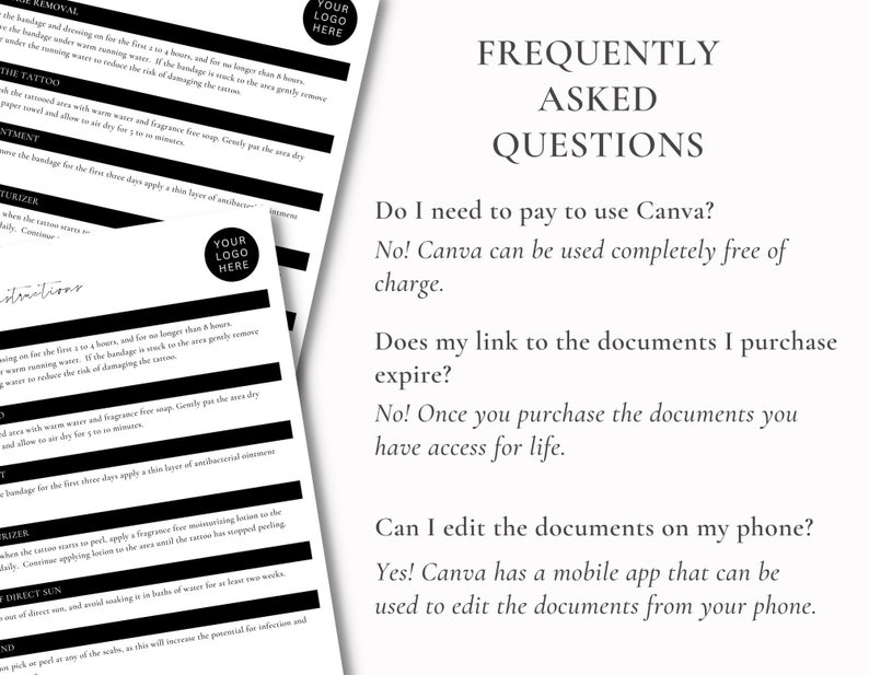 Tattoo Aftercare Instruction Template | Tattoo Artist Documents ...