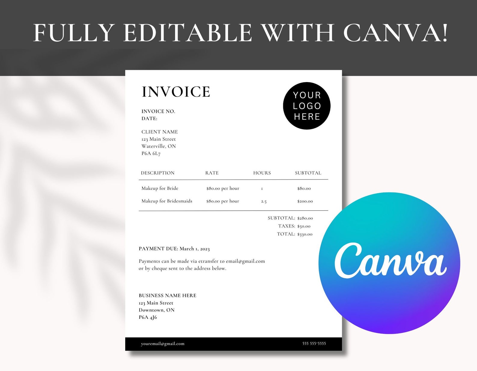 Editable Invoice Form | Custom Invoice Form | Business Invoice ...