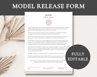 Formulario de autorización de modelo / Plantilla de autorización de modelo / Formulario de autorización de modelo editable / Formulario de autorización de fotografía / Plantilla Canva / Plantilla de formulario de fotografía