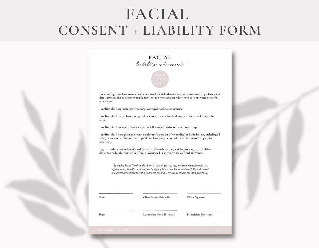 Facial Client Liability and Consent Form Facial Treatment Form Facial