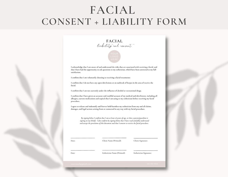 Facial Client Liability and Consent Form Facial Treatment - Etsy