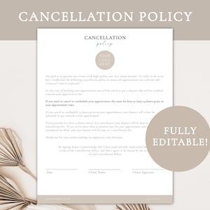 Editable Cancellation Policy Form | Appointment Cancellation Policy | Cancellation Policy Template | Client Cancellation Form | Cancellation