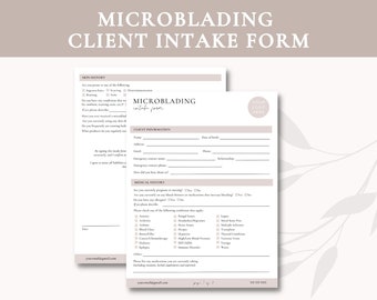 Microblading Client Intake and Consent Form | Microblading Consultation Form | Microblading Client Contract | Microblading Consult Form