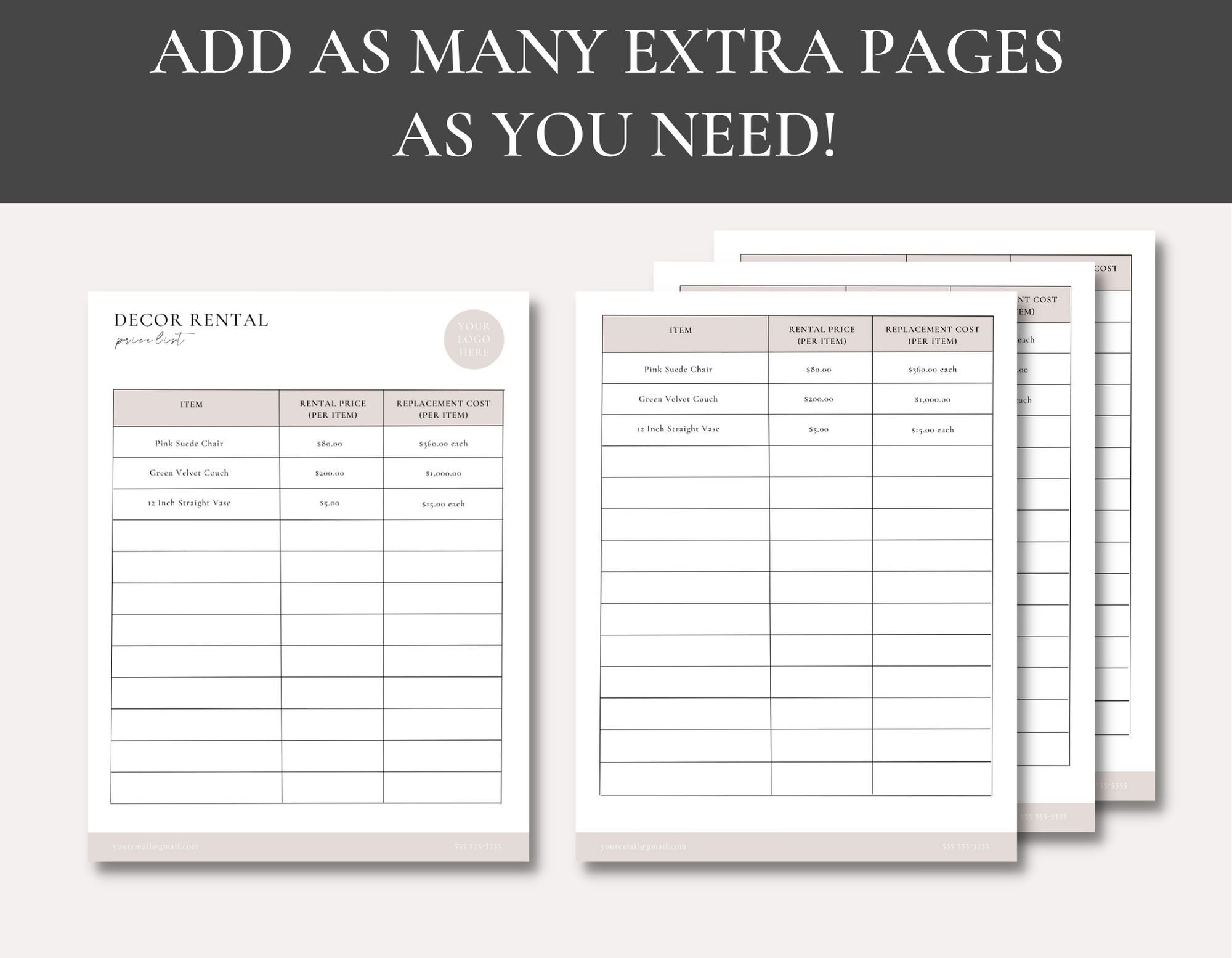 Event Decor Rental Price List Decor Rental Price List Event Decor