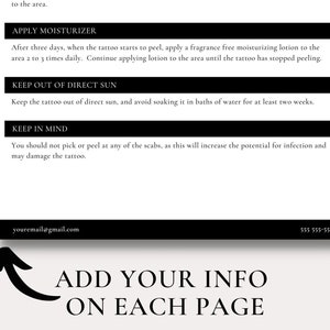 Tattoo Aftercare Instruction Template | Tattoo Artist Documents ...