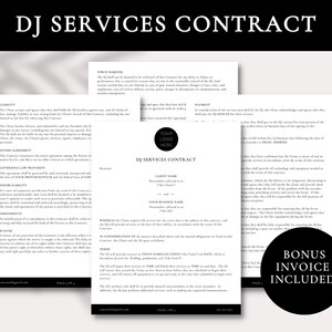 Editable DJ Contract | DJ Client Contract Template | DJ Services Template | Editable Contract | Business Contract | Contract for dj Business