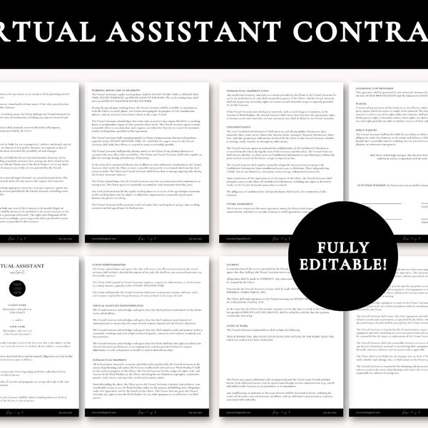 Virtual Assistant Contract | Contract for Virtual Assistant | Virtual Assistant Template | Contract Template | Virtual Assistant Client