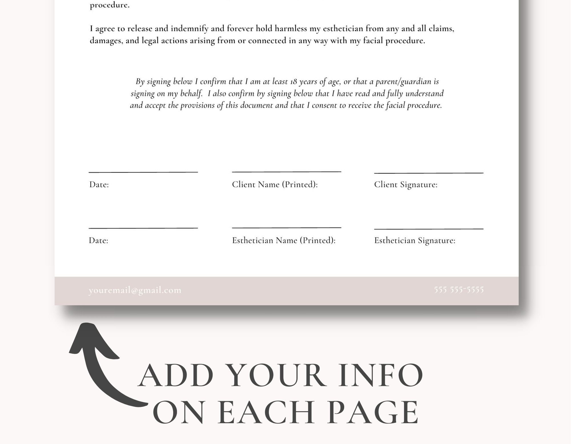 Facial Client Liability and Consent Form Facial Treatment - Etsy