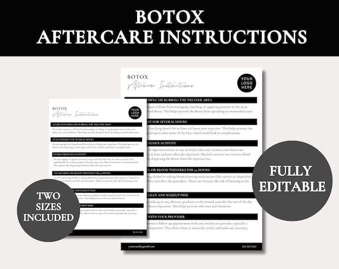 EDITABLE Botox Aftercare, Botox Pre and Post Treatment Care ...