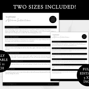 Tattoo Aftercare Instruction Template | Tattoo Artist Documents ...