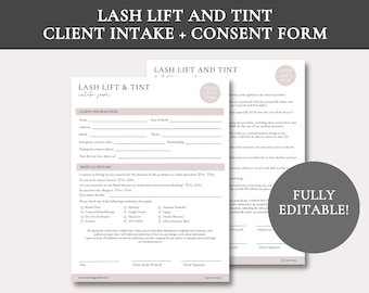 Lash Lift and Tint Client Intake and Consent Form | Editable Lash Lift and Tint Form | Lash Lift and Tint Client Form Template | Canva Form