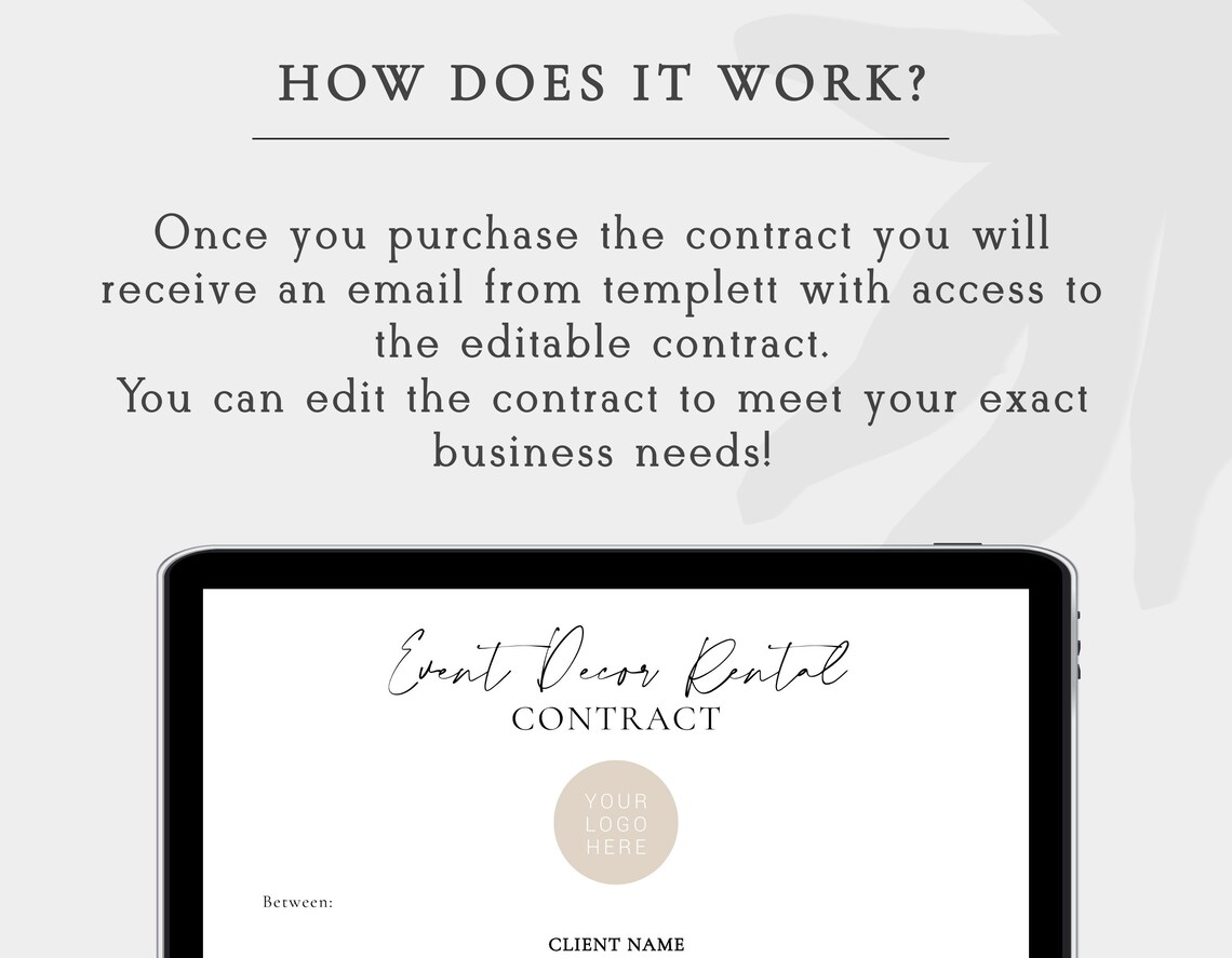 Event Decor Rental Contract Event Decor Rental Agreement Etsy Canada