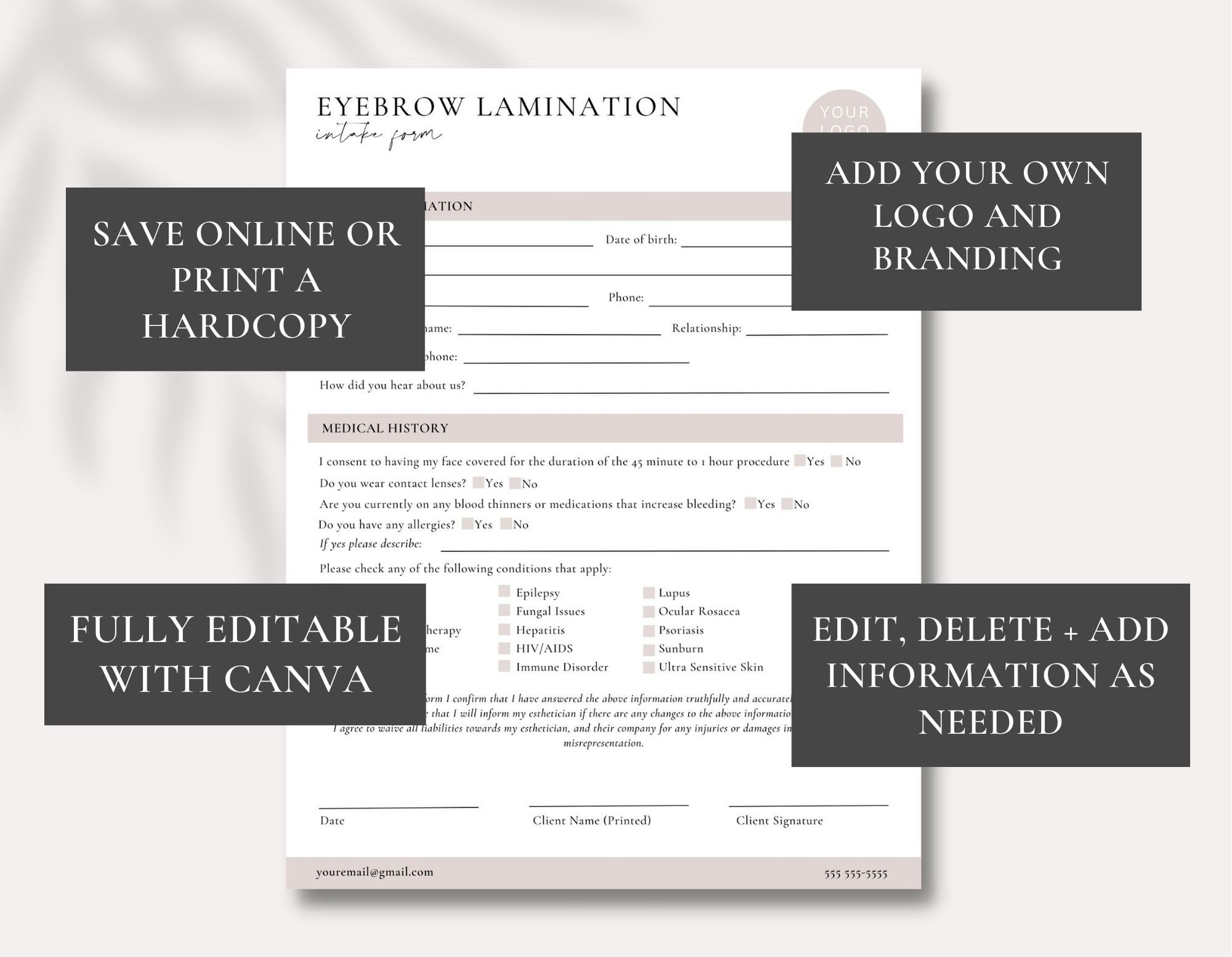 Eyebrow Lamination Client Intake and Consent Form | Eyebrow Lamination ...