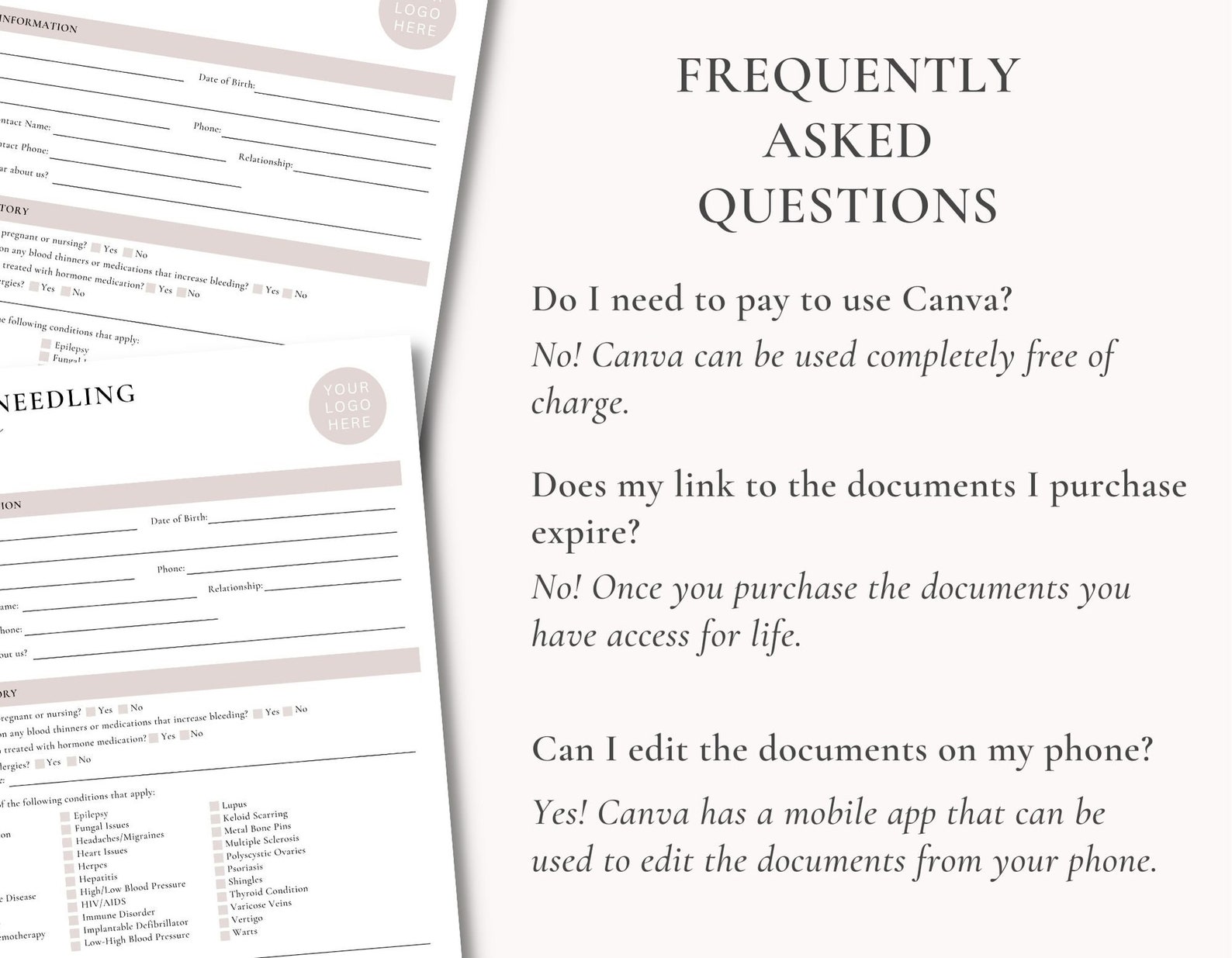 Microneedling Client Intake Form | Microneedling Intake Template ...