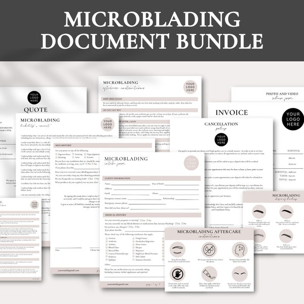 Professional Microblading Forms | Microblading Client Forms | Microblading Templates | Esthetician Forms | Microblading Aftercare | Consent