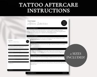 Tattoo Aftercare Instruction Template | Tattoo Artist Documents | Tattoo Business Forms | Editable Tattoo Documents | Tattoo Aftercare Sheet