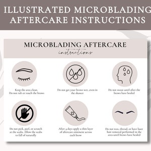 Geïllustreerde microblading-nazorginstructies | Zakelijke documenten microblading | Bewerkbare Microblading-sjabloon | Canva Microblading-kaart