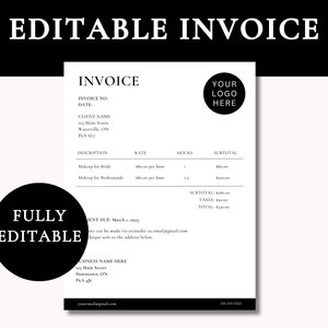 Editable Invoice Form | Custom Invoice Form | Business Invoice | Invoice Template | Customizable Invoice | Small Business Invoice | Invoice