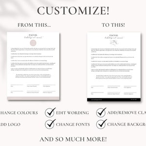 Facial Client Liability and Consent Form | Facial Treatment Form ...