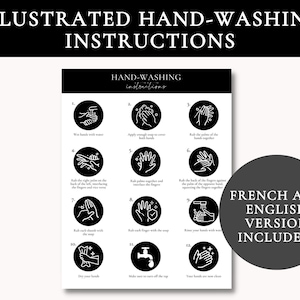Illustrated Hand Washing Instructions Template | Hand-washing instruction sheet | Canva Template | Illustrated Hand-washing steps | Template