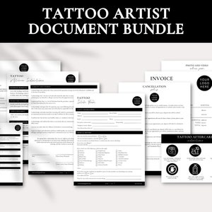 Paquete de documentos para artistas del tatuaje / Formulario de consentimiento para tatuajes editable / Formulario de admisión de tatuajes / Formularios comerciales para artistas del tatuaje / Documento de consentimiento para tatuajes