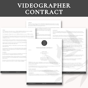 Editable Videographer Contract | Videographer Contract Template | Videographer Business Documents | Wedding Videographer Contract Template
