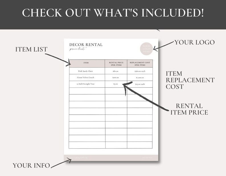 Event Decor Rental Price List Decor Rental Price List Event Decor