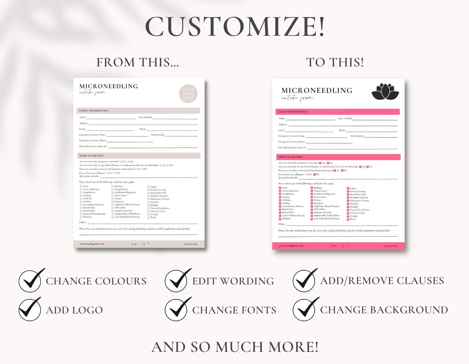 Microneedling Client Intake Form | Microneedling Intake Template ...
