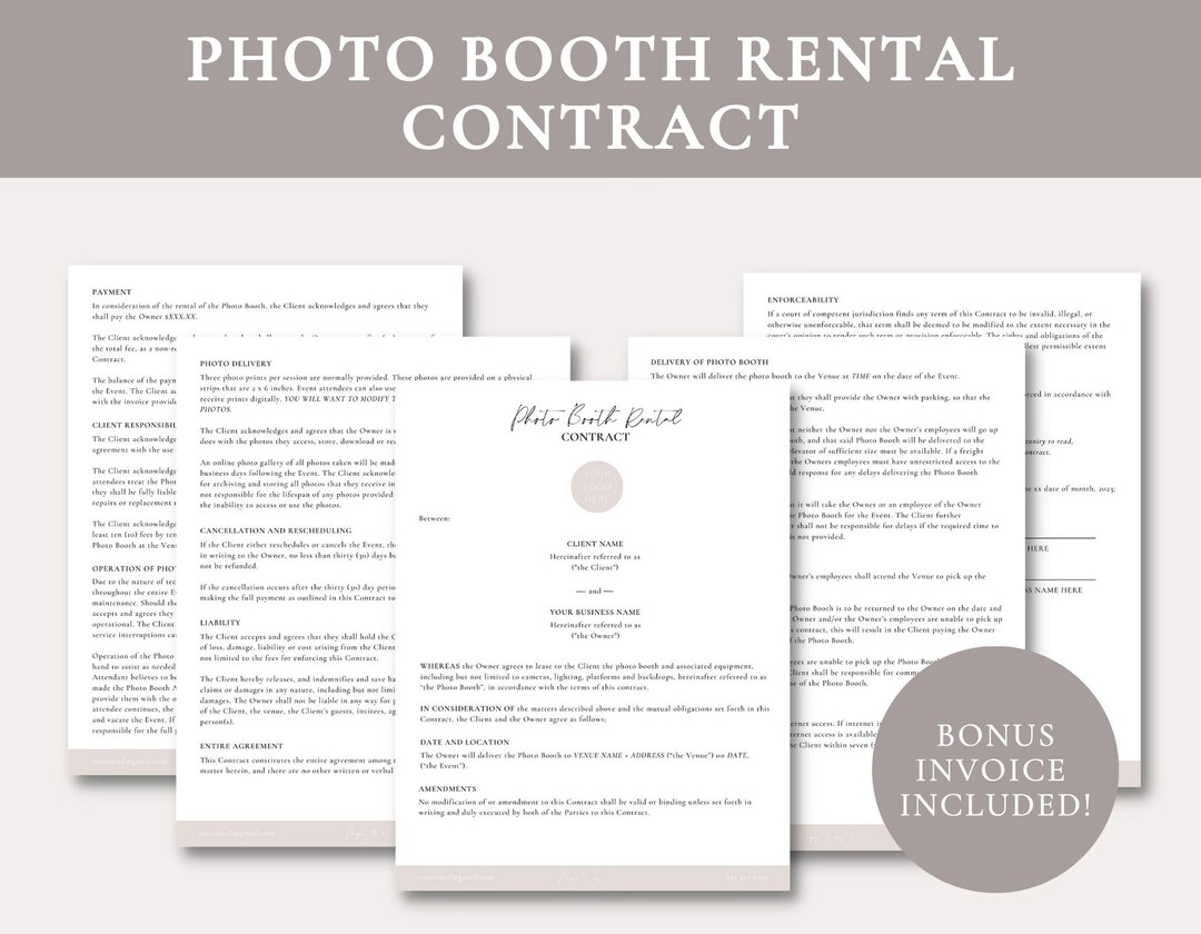 Editable Photo Booth Rental Contract Photo Booth Rental Contract